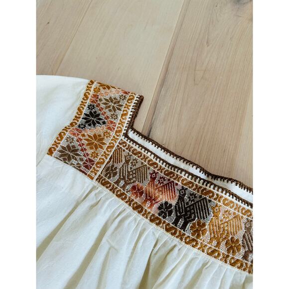 Vintage 70s Peasant Blouse Boho Hand Embroidered Cotton Folk Festival Shirt SZ M - Picture 12 of 13